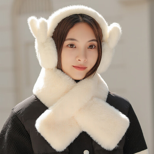 Tasse d'oreille de lapin en peluche pliable pour les femmes en hiver de protection de l'oreille blanche Couverture de protection d'oreille épaissie oreille oreille chaude oreille couverture de kaki poilu