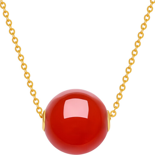 Saturday Blessing 18K Gold Necklace Women's Blessing Beads Red Agate Necklace Birthday Gift J0610524 Red 40+5cm