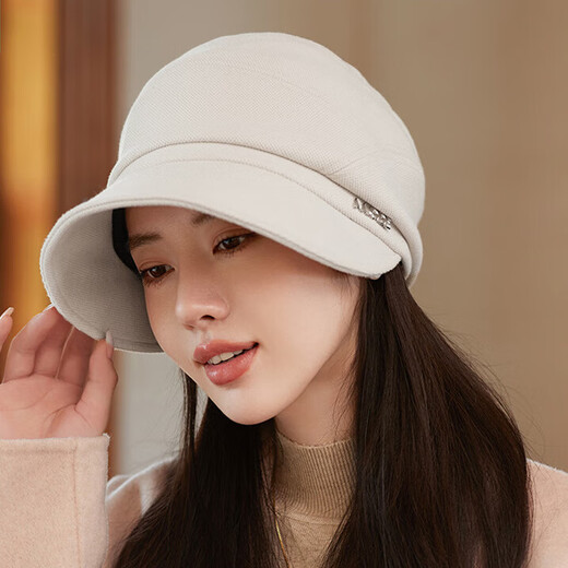 Jimmy Leaf 2025 Korean version of the new temperament duck tongue fashion simple splicing hat women's autumn and winter warm windproof basin hat beret black