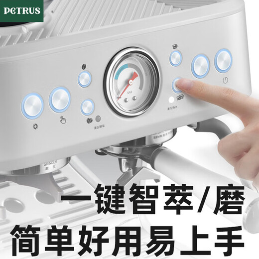 柏翠PE3899双锅炉意式半自动咖啡机家用小型商用奶泡机研磨一体机