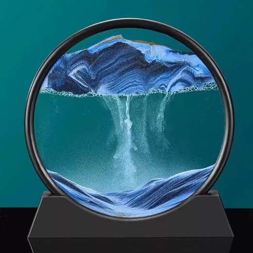 赞璐桐流沙画摆件解压沙酒柜电视柜办公桌面装饰品送朋友艺术创意礼品 沙漠黄 中号+底座