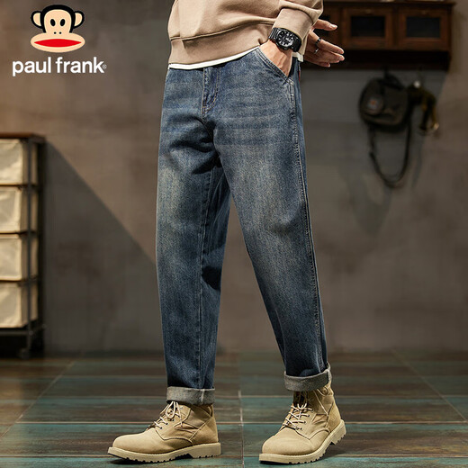 大嘴猴（paul frank）牛仔裤男士秋季美式宽松裤子男裤阔腿休闲长裤 怀旧蓝色 33