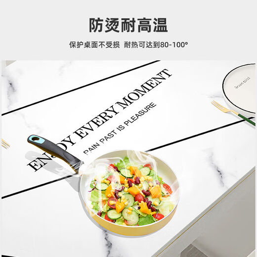 Bo Ling Lu light luxury high-end table mat tablecloth rectangular waterproof and oil-proof thickened anti-scalding heat insulation wipeable washable coffee table table mat blue flower 40*100cm