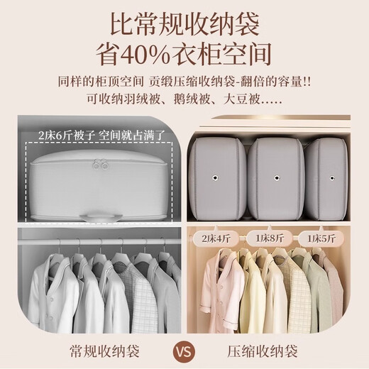 Youna quilt storage bag vacuum compression bag down jacket quilt clothing special bag quilt storage and organization artifact light luxury gray waterproof and moisture-proof/extra large capacity Big Mac 54*42*60cm