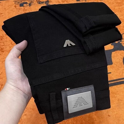 Armanibreni Jeans Pantalones de gama alta para hombres Piernas estiradas negras delgadas de gama alta lavadas 2024 cien dt6624 negro talla 34