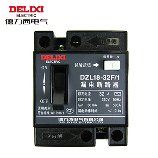 Delixi Electric leakage protection plastic case circuit breaker DZL18-32F/1 single button 32A
