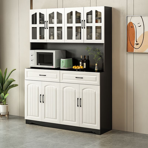 Jin Luyuan European style kitchen sideboard simple bowl cabinet storage cabinet living room cabinet dining room cabinet multi-functional wine cabinet two doors white entry + installation one size