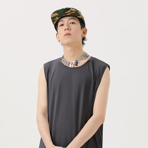 名创优品（MINISO）冰丝背心男2025新款防晒透气男士运动健身无袖坎肩t恤 白 XL