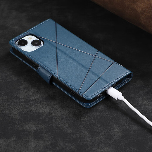 外贸适用iphone15手机皮套 简约翻盖手机壳三星S24钱包插卡保护套 黑色 iPhone 15 promax