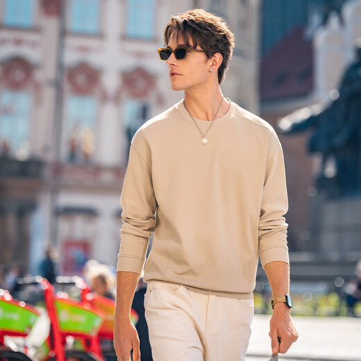 
Mr. Bu Bu’s thin base sweatshirt for men’s silhouette round neck pullover body 2025 new product KT15685 bronze 3XL /190