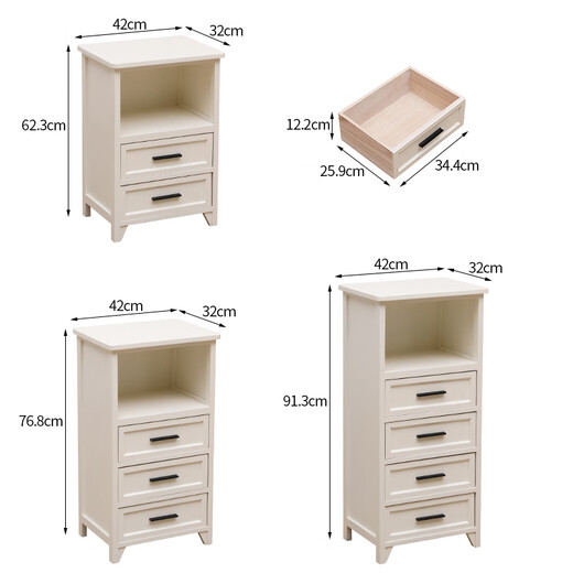 Yu's forest wood all solid wood chest of drawers, installation free, new storage cabinet, solid wood side cabinet, living room, multi-layered American storage cabinet, all solid wood, ivory white, 4 drawers, door-to-door delivery