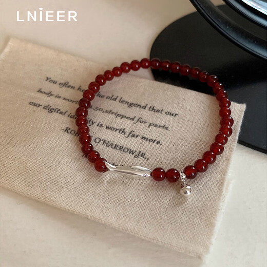 LNIEERS925 Silver NUEVO AGATE ROJA RED CHINA Pulsera Koi Bracelet Women's Best Friend Year of Snake Year Bracelet Joyería de alta calidad [Koi Style] Pulsera de ágata roja [925 Silver]
