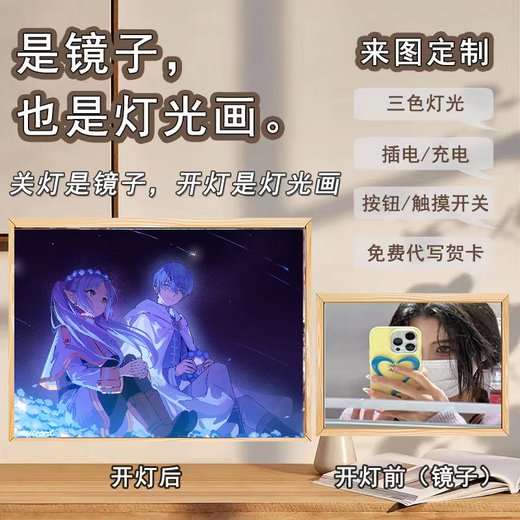 优观葬送的芙莉莲手办镜子灯光画辛美尔cp周边桌面装饰画摆件 jz 1049 jz1049-2芙莉莲 3色带开关(3种白光)USB插电