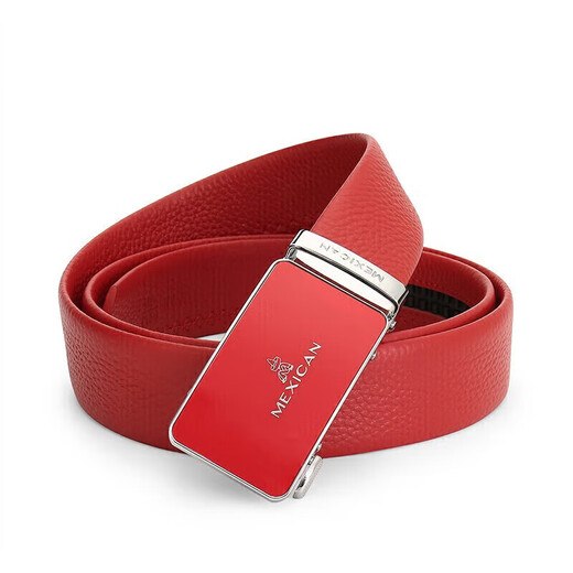 Scarecrow first-layer cowhide belt with automatic buckle for men's pants belt for wedding, birthday and New Year gift for Qijihong