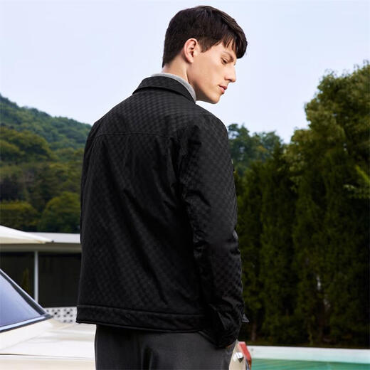 Dances with Wolves Windproof and Anti-wrinkle Lapel Jacket Men's 2025 Autumn New Commuting Casual Men's Jacket 001 Black (Thick Padded Style) XL 180/96A