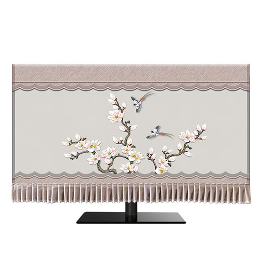 OIVFNDQN TV cover LCD TV hanging 55 60 70 75 80 inch Chinese dust cover *Fugui Song Crane *60 inch (13780cm)