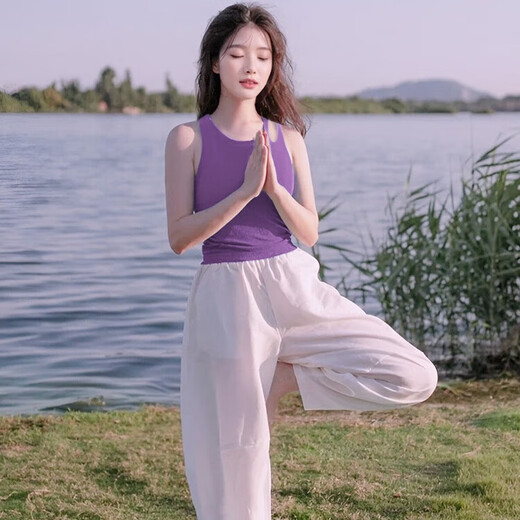 Shuangxiu Sports Bra Summer Purple with Breast Pads to Cover Belly 2025 New Pilates Fitness Wear Yoga Vest for Women Platycodon Purple Top L(110-120)