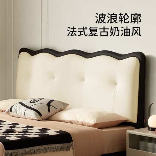 顾家家居（KUKA）法式布床双人床卧室薄床头小户型仙女床B653 白1.8+M0081+7836G*2