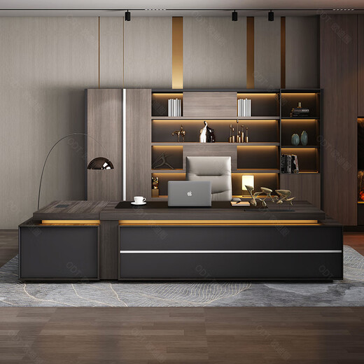 OUDITU President Boss Desk Simple Modern Chairman Leadership Executive Desk Office Supervisor Manager Desk and Chair Combination Dark Shadow-Iron Gray 2.4 Meter Boss Desk Luxurious Double Side Cabinet