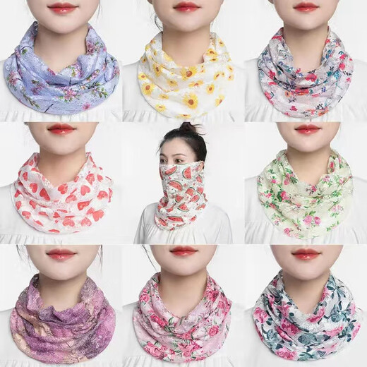 Sunscreen mask, neck-type thin neck-protecting scarf, summer face covering, versatile ear veil neck cover, cool style, size 23, elastic

