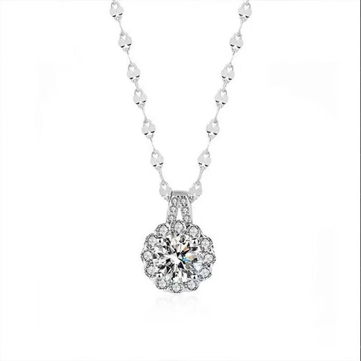 Shaofan pt950 platinum sunflower necklace for women sparkling moissanite necklace imitation platinum clavicle chain Valentine's Day gift sunflower necklace (platinum wrapped in sterling silver) 40+5CM