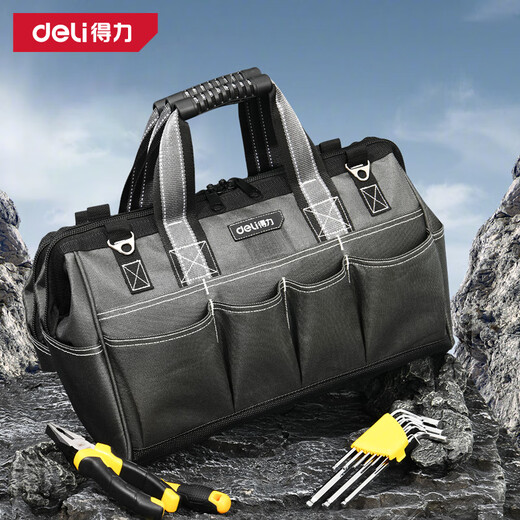 Deli tool bag, thickened, wear-resistant, tear-resistant, multifunctional, large-capacity, waterproof, puncture-proof, 17-inch