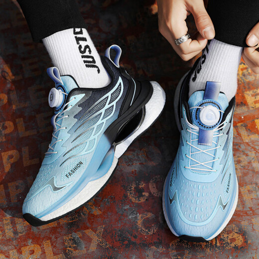 Nuevos zapatos deportivos de verano otoño e invernal de otoño e invierno botón para correr zapatillas ultra ligeras amortiguadores y zapatos transpirables hombres 9888 luces 42