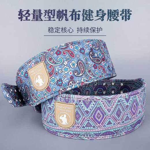
GINGPAI SPORT canvas fitness belt squat hard pull waist protection for men and women professional strength lifting exercise training protective gear weight lifting belt cashew flower M (waist circumference 78-98cm)