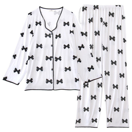 浪莎莫代尔棉月子服夏季薄款产后哺乳孕妇睡衣春秋产妇喂奶宽松家居 SY-9896#水墨画-套装 M
