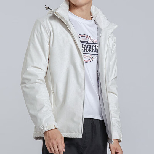 Western Camel VANCAMEL Trench Coat Jacket Women's Plus Fleece Thickened Short Jacket Windproof Warm Jacket Hooded Soft Shell Working Single-layer Shock Clothes 9930A-2 Ginkgo White-Men [Camo] 3XL