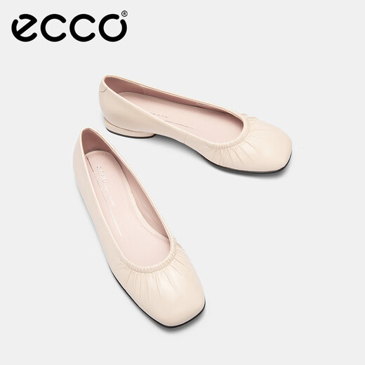 ECCO-Single-Schuhe für Frauen Ni Ni's gleicher Stil wie Schaffell mit einbeinigem quadratischem Zehenleichter Mund flach niedriger Absatzschuhe Anni 208553 Grau 20855301378 Sommer Empfohlene Farbe 37