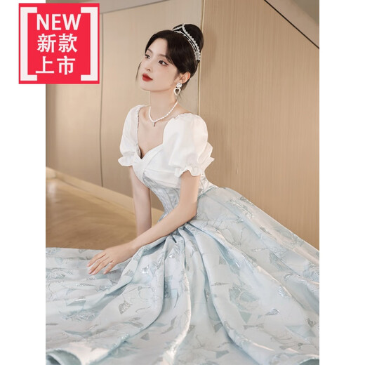 爱夸猫（AIKUAMAO）成人礼服女18嵗礼服高级感蓝色晚礼服女高端轻奢小众成人礼感主持 图色 S