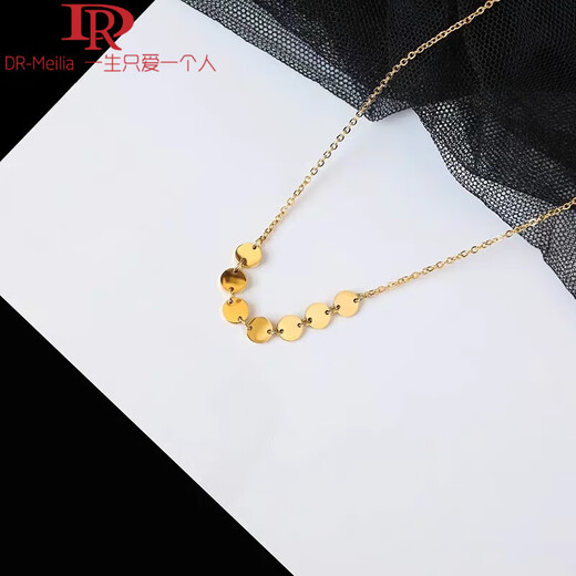 Chinese Valentine's Day gift 14K gold design necklace for women versatile accessories clavicle chain short style gold chain length 36+4cm