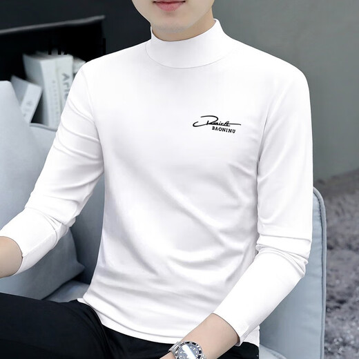 HXZH light luxury men's half turtleneck long-sleeved T-shirt men's autumn and winter slim men's top fashionable inner warm bottoming shirt black XL (recommended 130-145 Jin Jin equals 0.5 kg)