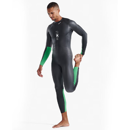 2XU Propel Series P 1 long-sleeved cold wetsuit professional snorkeling warm one-piece wetsuit winter swimming suit black/bright green L
