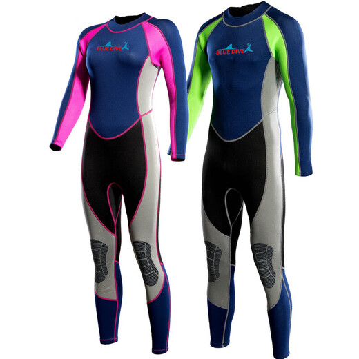 BLUE DIVE wetsuit for men and women 2mm thickened and warm female conjoined jellyfish cold-proof wet winter couple free snorkeling swimming rose red S