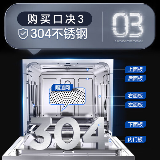 13 sets of Canbo dishwashers for home use, kitchen built-in dishwasher, high temperature spray, first-class water efficiency, sterilization and sterilization tableware, 304 stainless steel liner, integrated dishwashing and disinfection XWJ13-QB05, sterilization rate as high as 99.999%