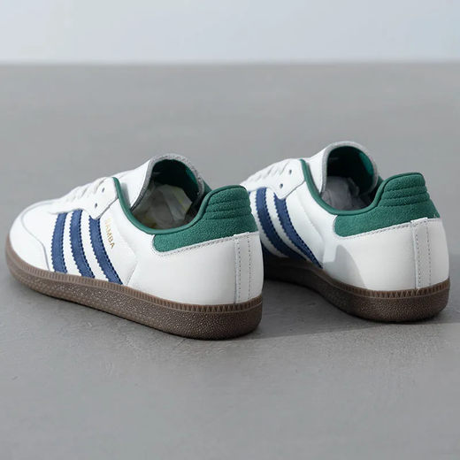阿迪达斯 （adidas）男女鞋三叶草 Samba OG 德训T头鞋黑白经典情侣运动休闲板鞋潮 IH4882/白色/绿色/深蓝 36.5