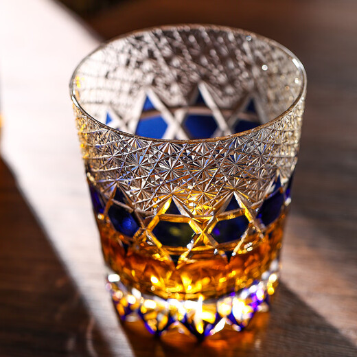 Sailoto Edo Kiriko K9 starburst cup high-end handmade lead-free crystal cup whiskey foreign cup crystal cup gift cup single black gift box ink orchid crane crystal 0ml