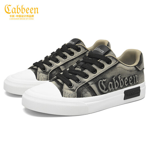 卡宾男鞋春季2026年新款低帮帆布鞋男百搭时尚休闲鞋子男轻奢复古潮鞋 黑色 40 【=运动鞋41码】