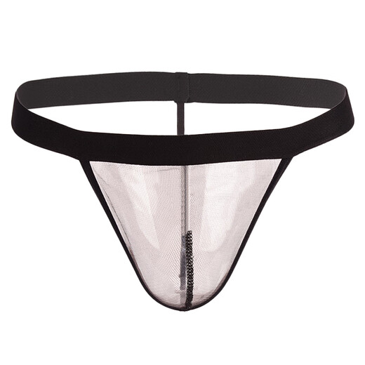 Ye Zimei men's sexy underwear ultra-thin fully transparent mesh men's low-waist sexy thong men's T-pants 4068 black one size