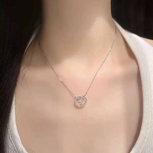 Qi Xiaomi's Beating Heart Double C Pendant Necklace Girls' Clavicle Chain Light Luxury Chinese Valentine's Day Birthday Gift for Girlfriend Beating Heart Necklace Exquisite Gift Box