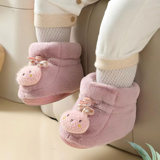 Lamicqi baby toddler shoes 0-1 year old newborn boys and girls in autumn and winter plus velvet thickened warm cotton shoes soft sole shoes bear yellow 11.5 cm inside length (suitable for 0-5 months)