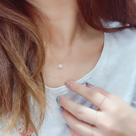 Liangxue Korea imported pure 14K gold small pendant shining zircon simple pendant necklace matching clavicle chain for women separate pendant without chain pure 14K gold