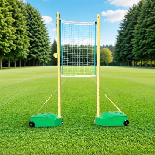 Grille de poteaux de filet de badminton huit-en-un, compétition d'entraînement portable mobile intérieure et extérieure, poteau de badminton professionnel de 6,1 m simple et double, deux ensembles de filets + deux poteaux de balle