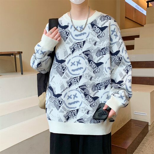 Moyu Spring, Herbst und Winter Teenager verdickter Pullover Jungen und Senioren High School-Schüler 12-15 Jahre alt, Big Boy Herren-Kleidungssteine Strickpullover 6626 Blau, verdickte, einzelne Größe M 90-110jin [Jin gleich 0,5 kg]