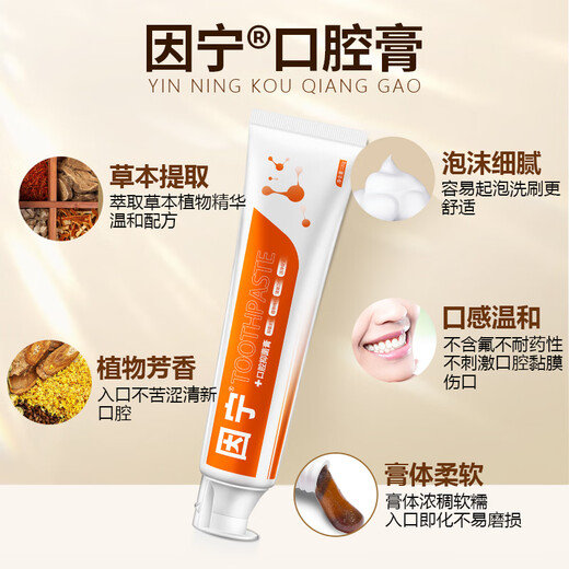 因宁口腔抑菌膏清新口腔专注口腔护理口腔膏120g认准因宁品牌 2支装【送1张测试纸】