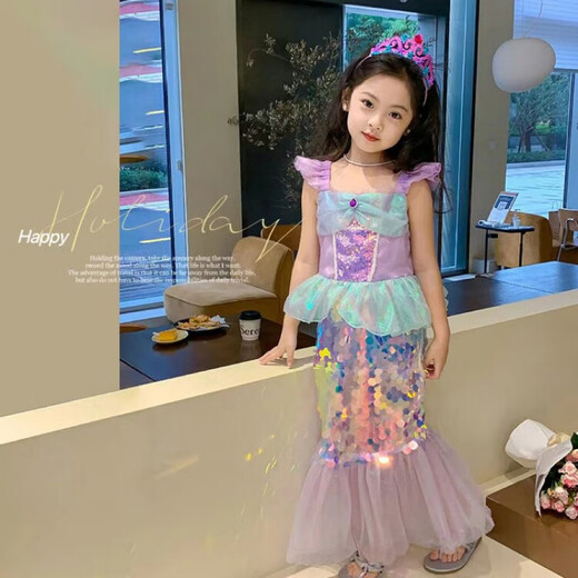 G.DUCKKIDS children's clothing girls skirt summer 2024 new children's mermaid princess skirt sequined fashionable birthday dress skirt purple 120 suitable for 110-120cm age 6-7 years old