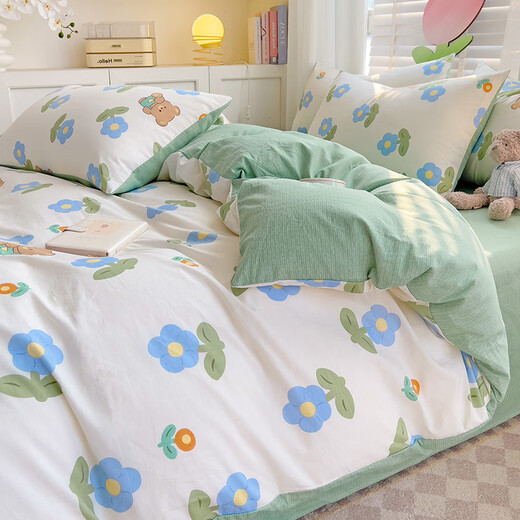Antarctic Pure Cotton Litet quatre pièces 100% couvercle de courtepointe en coton complet 200x230 cm Double drap de couette de courtepointe domestique Kit d'ours jimmy 1,5 m