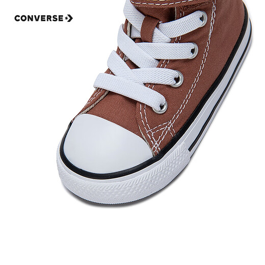 Converse Converse All Star Children's Shoes for Boys and Girls Velcro High Top Canvas Shoes Versatile Casual Shoes for Baby Brown 26 Recommended Foot Length 16.5cm